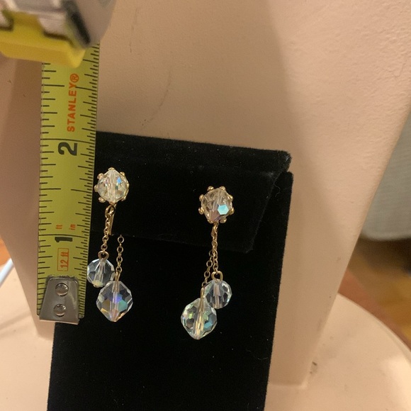 60 s DOUBLE DANGLING CRYSTAL EARRINGS - Picture 11 of 14